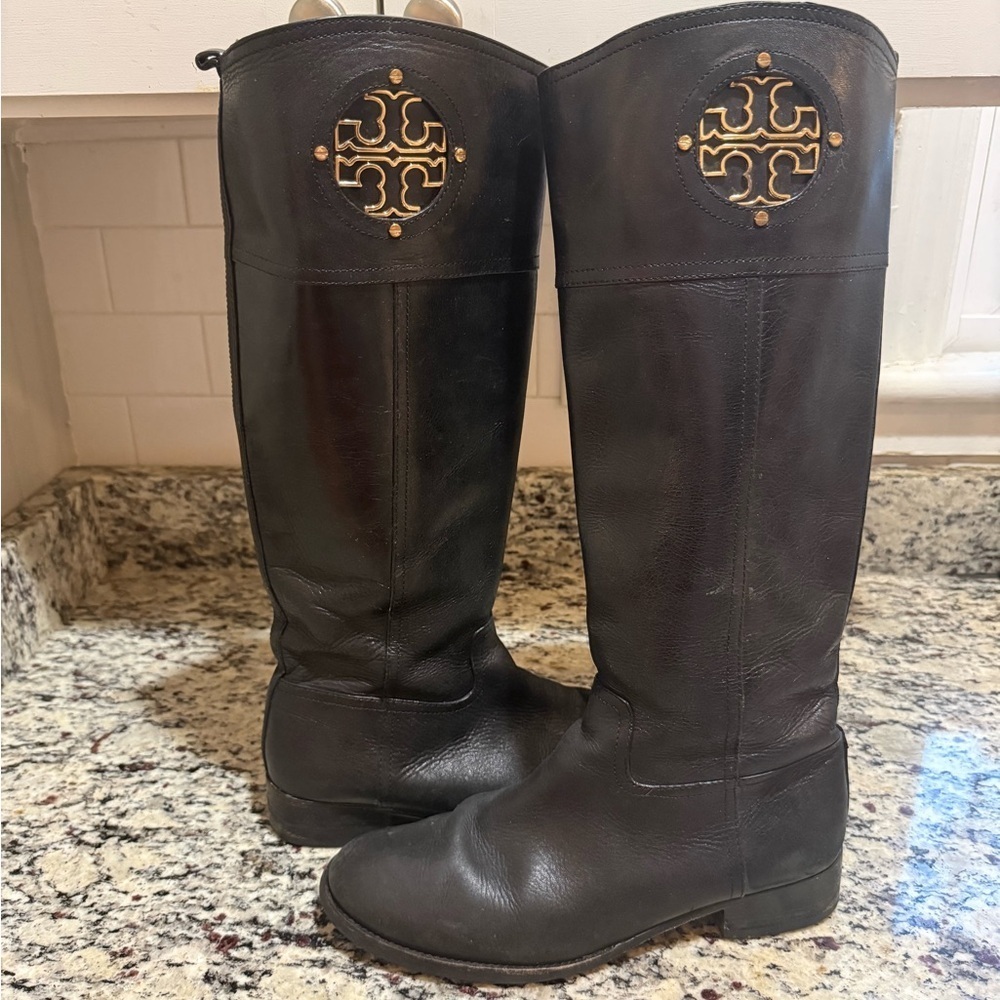 Tory Burch Kiernan Black Riding Boots 10M